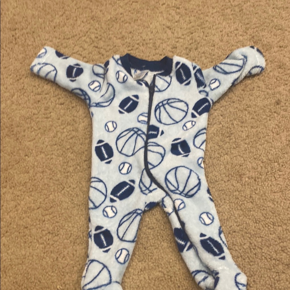 Zack & Zoey Blue Sports Footies One Piece